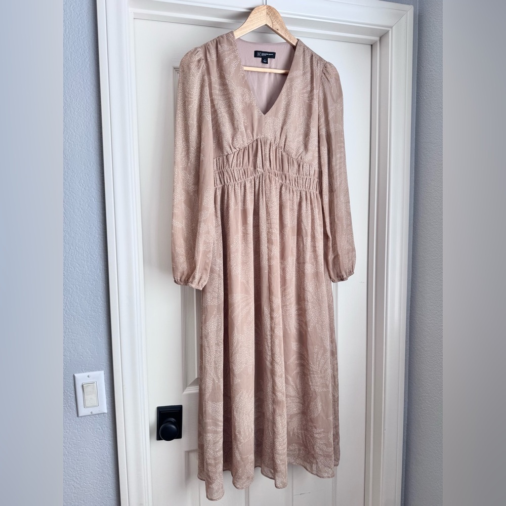 INC brown neutral floral maxi dress